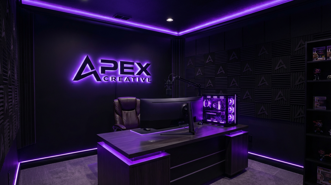 Brand Personalized Studio with Purple LED Lighting