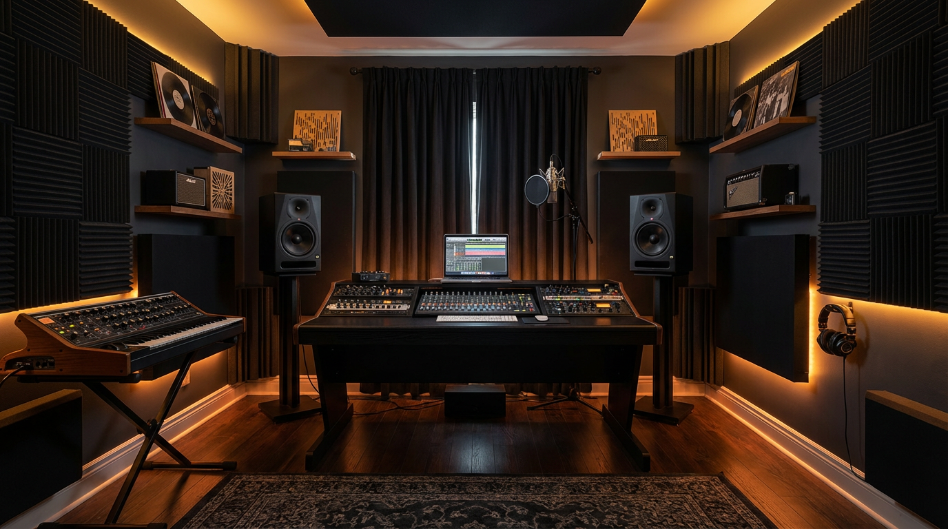 Music Recording Studio - Warm Amber Professional Setup