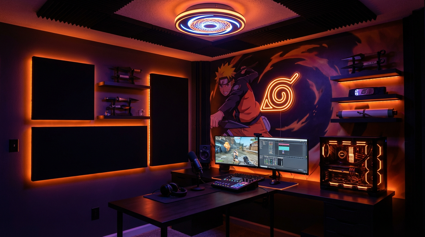 Naruto Themed Custom Studio - Orange and Black LED Setup